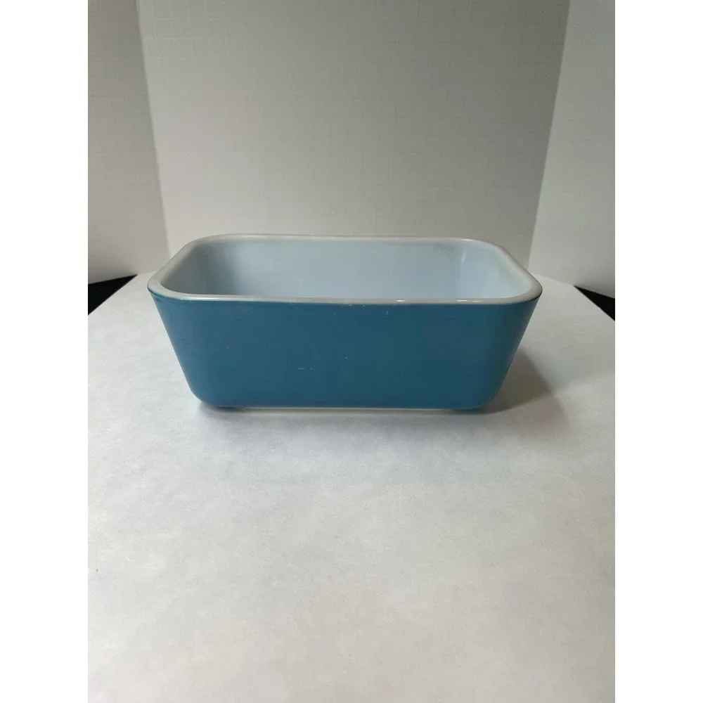 Vintage‎ 1940s Pyrex 502-B Iconic Blue Refrigerator Dish - See Desc & Photos